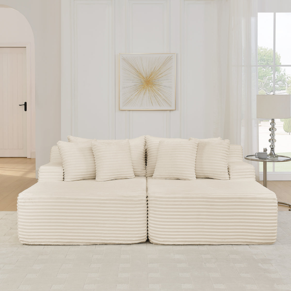 Two-Seater Lazy Sofa Lounge Chair in Beige