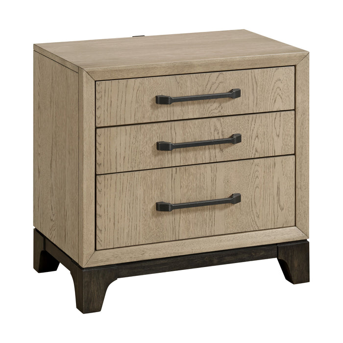 3 Drawer Nightstand with USB Charging Port - Brown
