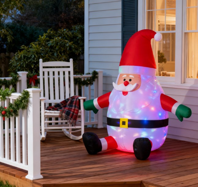 Inflatable Christmas Santa Claus with Rotating Magic Ball Light
