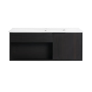 Wall Mounted Floating Bathroom Vanity With Open Shelf & Soft Close Door