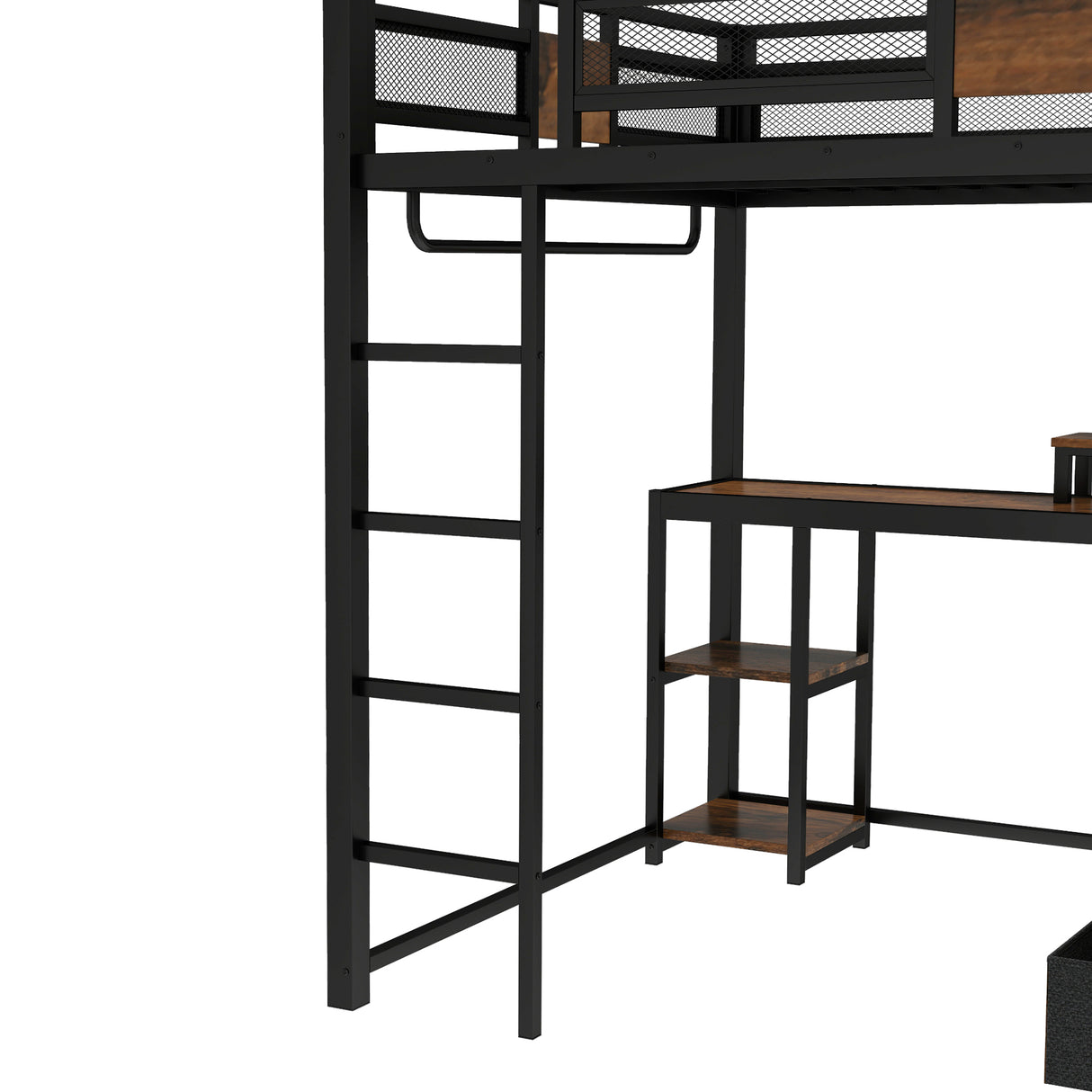 Queen Loft Bed with Desk and Storage