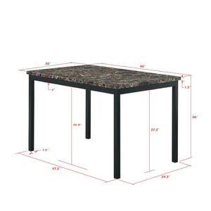 5 Piece Dinning Set With Faux Marble Top, Table & 4 Chairs - Black