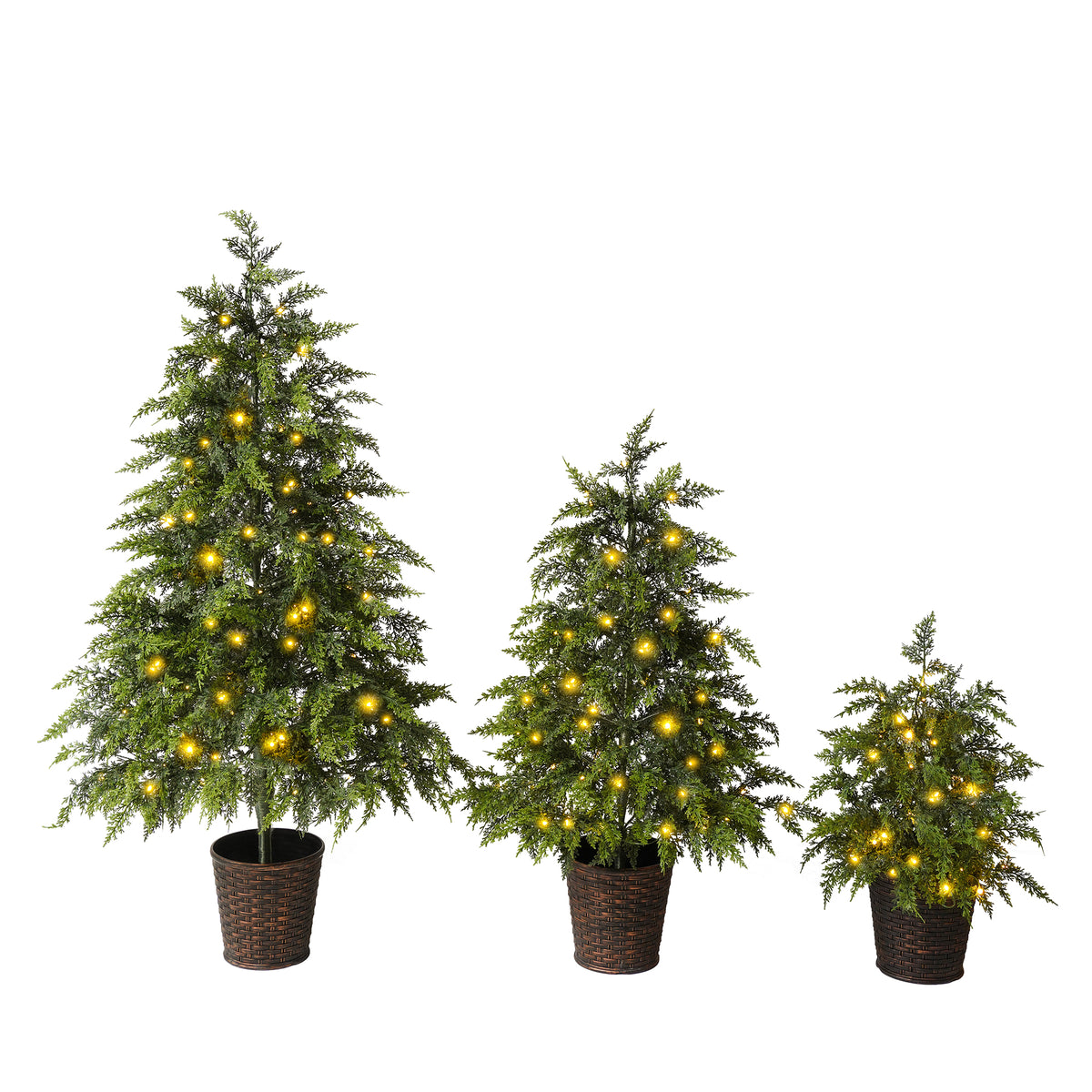 3-Piece Pre-Lit Christmas Tree Set