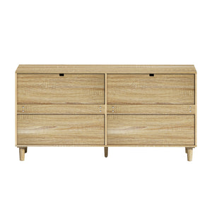 Rattan Dresser With 6 Drawers, Legs & Handles, Storage Cabinet - Natural