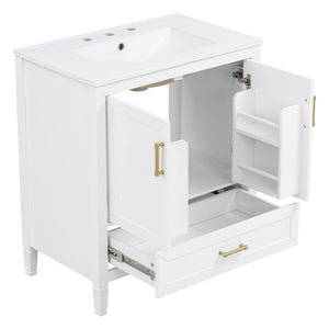 Elegant Fluted Bathroom Vanity With Sink, Soft Close Doors & Drawer