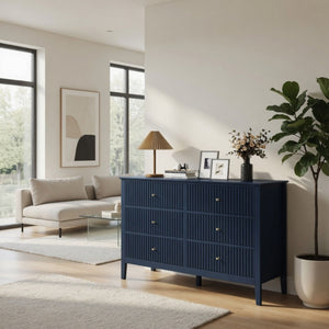 Modern 6 Drawer Fluted Dresser