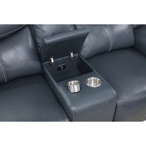 Stanwicke - 2 Piece Motion Reclining Sofa Set With Contrast Stitching - Blue