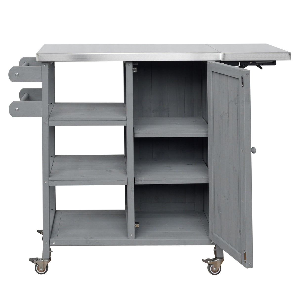 Foldable Outdoor Kitchen Island With Storage Cabinet