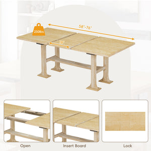 Artisanal 6-Piece Extendable Solid Wood Dining Set with Bench Seating