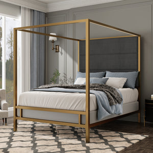 Modern Gold Metal Canopy Bed