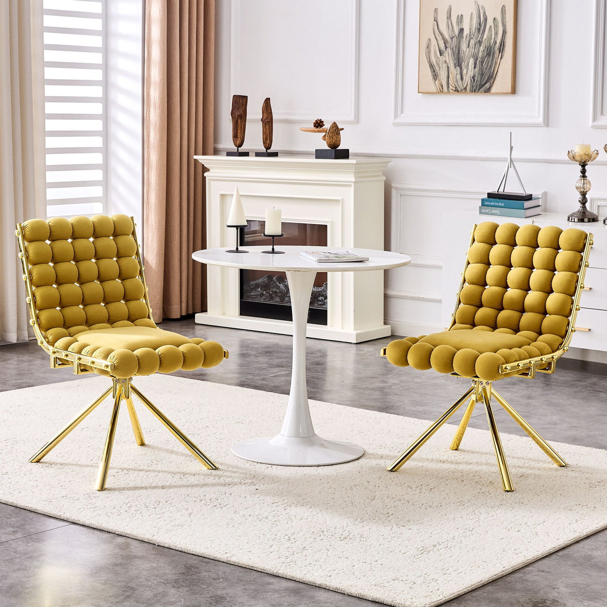 Puffy Bubble Ball Chain Dining Chairs For Dining Room (Set of 2)