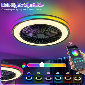 Modern LED Ceiling Fan Light with RGB Colors