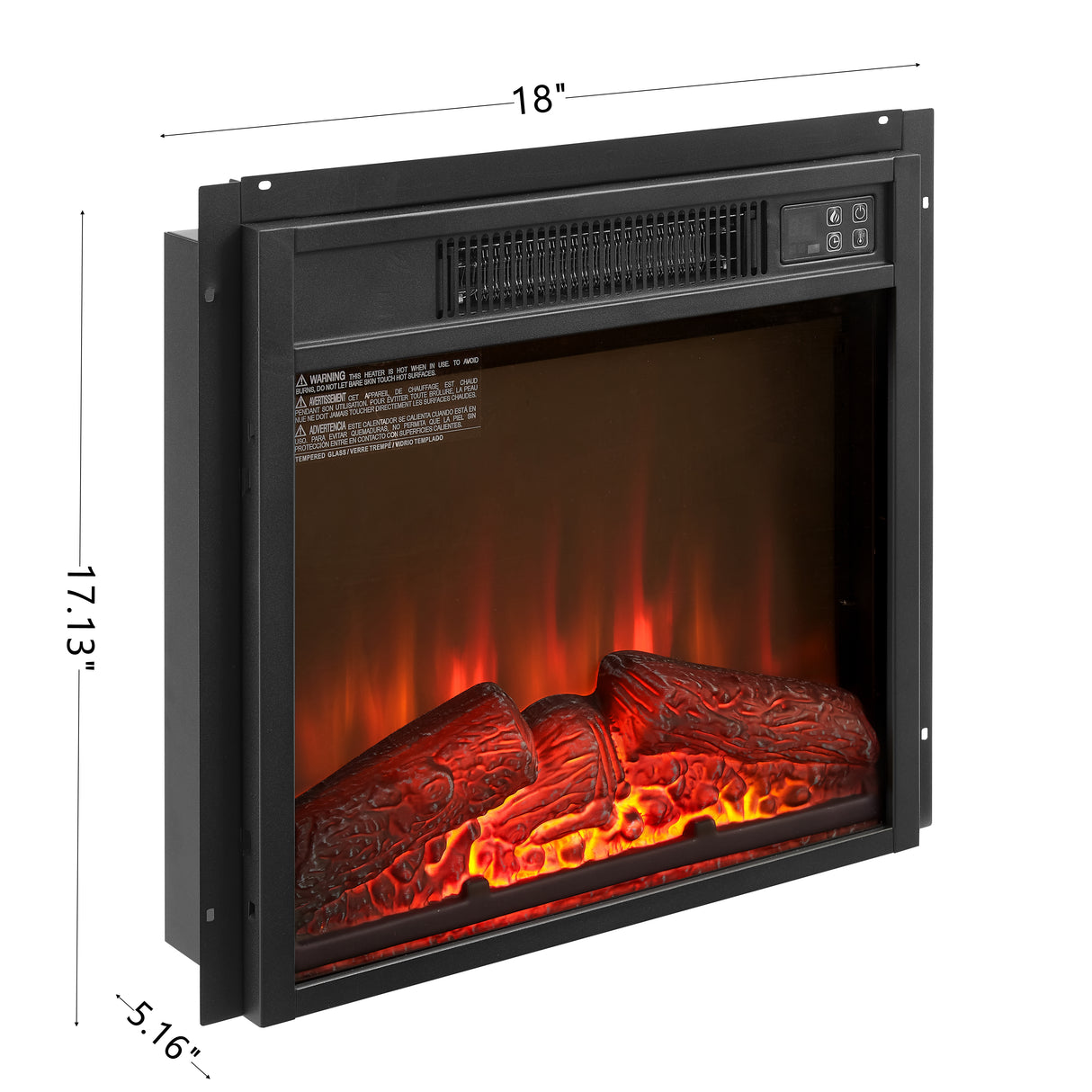 Electric Fireplace Insert 18" 1400W Remote Control