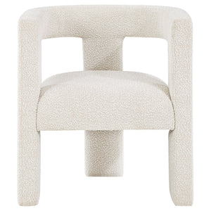 Verda - Upholstered Accent Side Chair In Soft With Rounded Open Back And 3 Leg Base - White