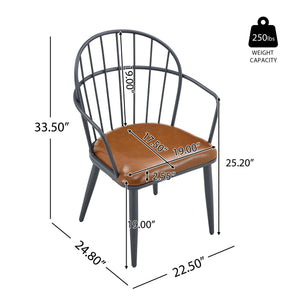 5 Piece Industrial Style Indoor Upholstered Dining Set With Metal Legs - Brown