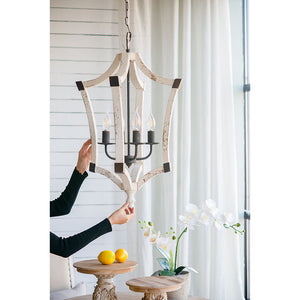 4 Light Chandelier with Adjustable Chain in Cream Finish