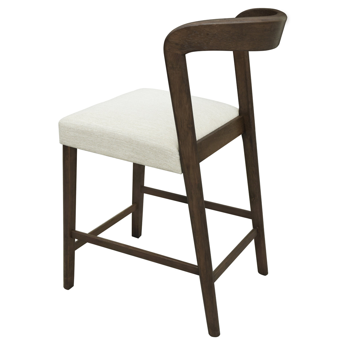 Solid Rubber Wood Counter Stools (Walnut + Beige) Set of 2