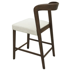 Solid Rubber Wood Counter Stools (Walnut + Beige) Set of 2