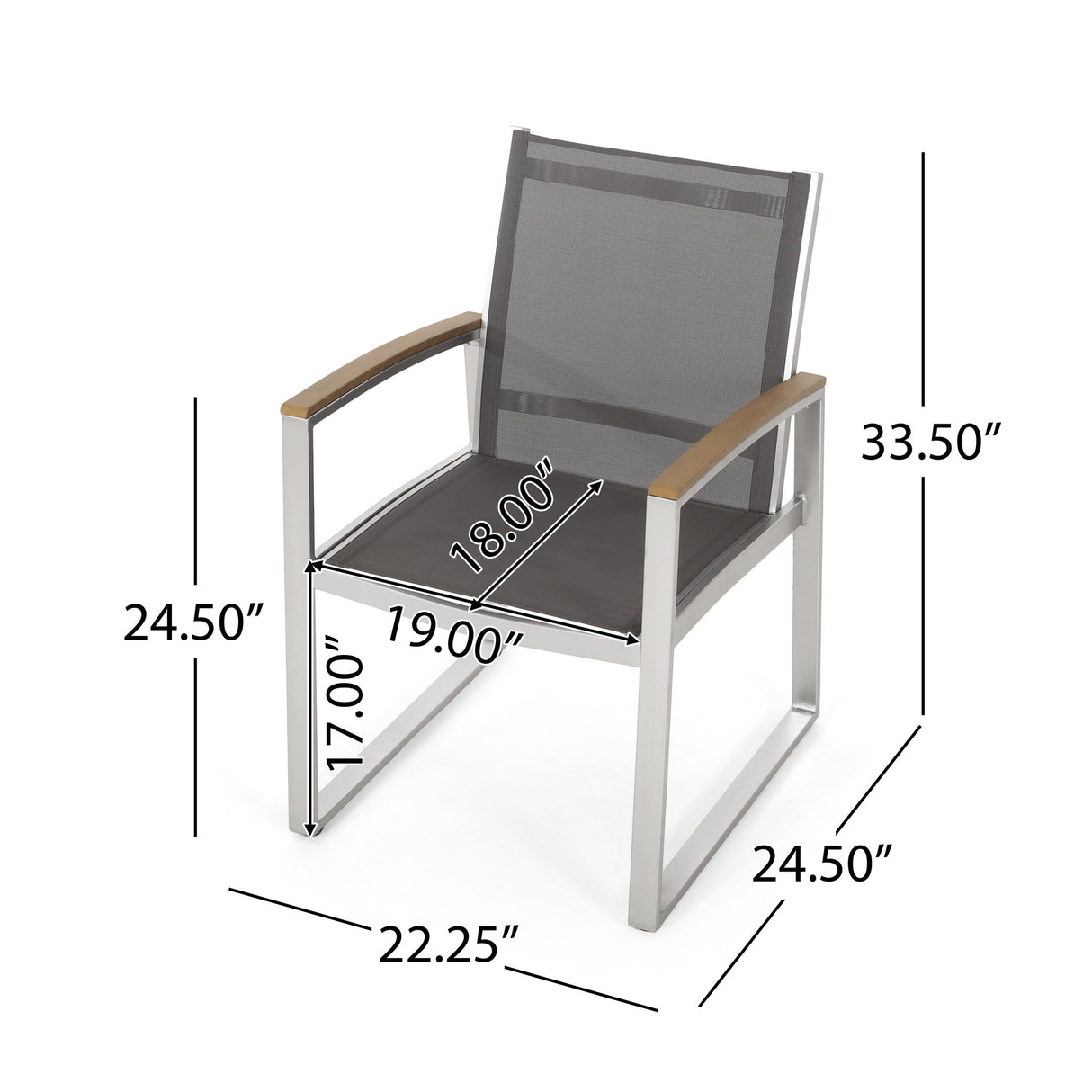Poetic - Outdoor Dining Chair With Faux Wood Arms And Aluminum Frame (Set of 2) - Gray - Best Buy Furniture
