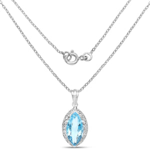 8.22 Carat Genuine Swiss Blue Topaz .925 Sterling Silver Pendant