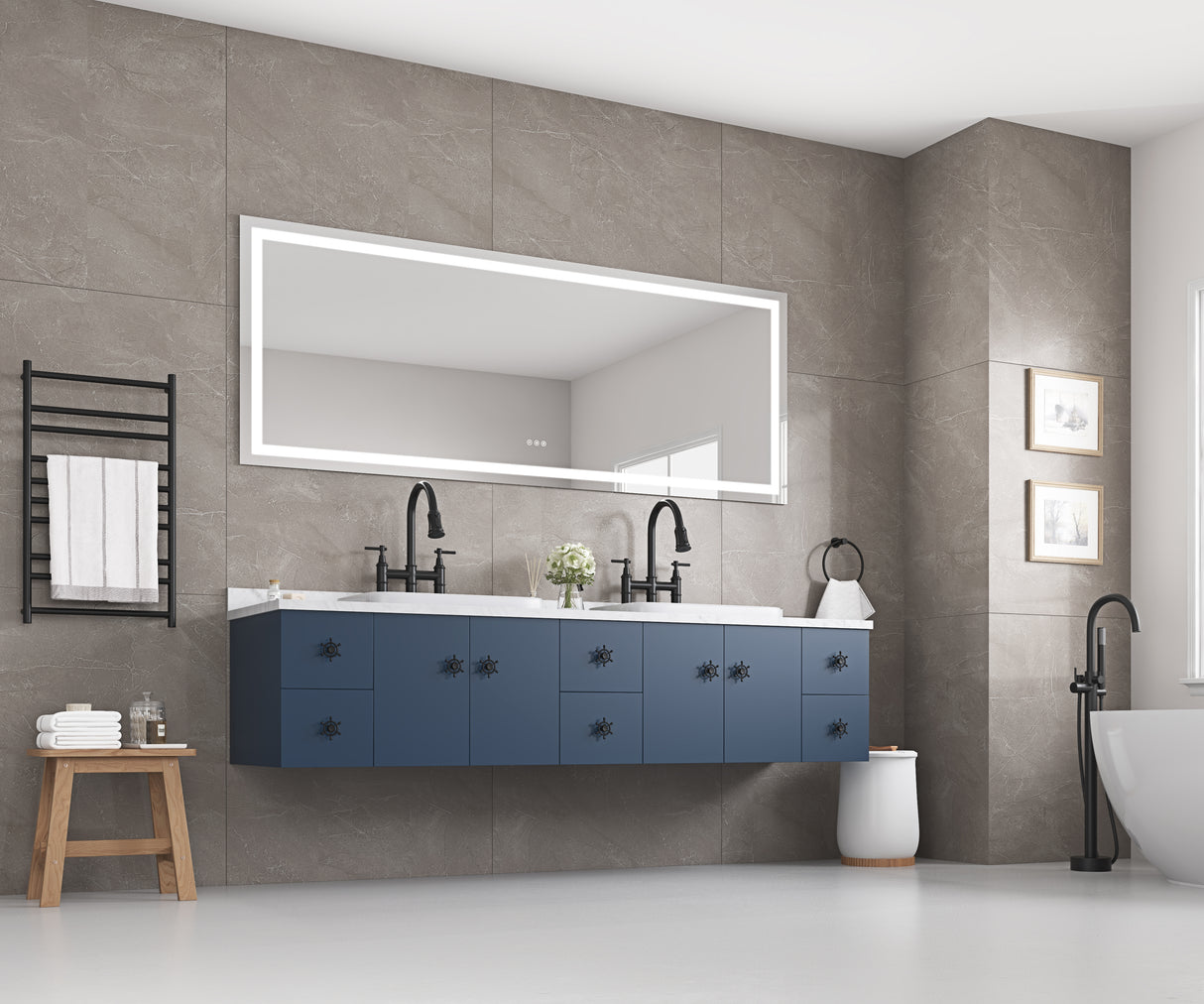96" x 36" LED Bathroom Mirror with Front and Backlight