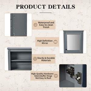 Wall Mounted Bathroom Storage Cabinet With Mirror, Medicine Cabinet With Height Adjustable Shelf
