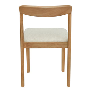 Solid Rubber Wood Dining Chairs (Natural Oak + Beige) Set of 2
