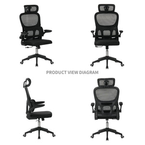 High Back Ergonomic Swivel Rolling Office Chair With Tilt Function, 3D Headrest, Lumbar Support - Black