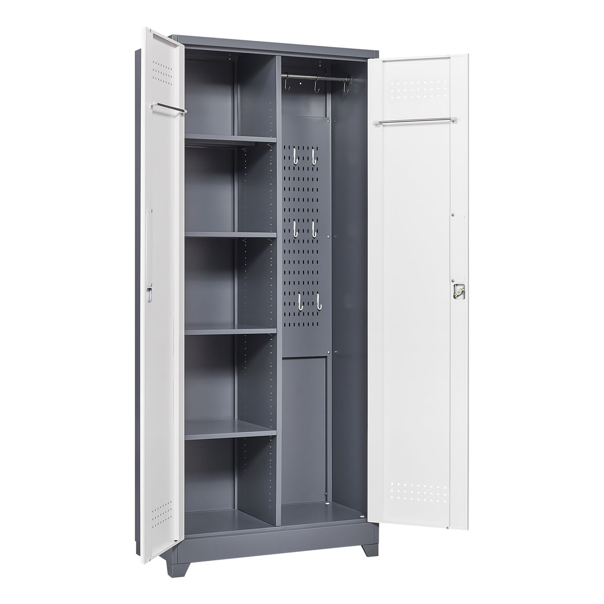 Lockers With Locking Doors, Adjustable Shelves, High Broom Tool Storage Cabinet