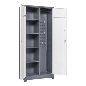 Lockers With Locking Doors, Adjustable Shelves, High Broom Tool Storage Cabinet