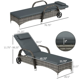 Adjustable Backrest Rattan Pool Lounge Chair