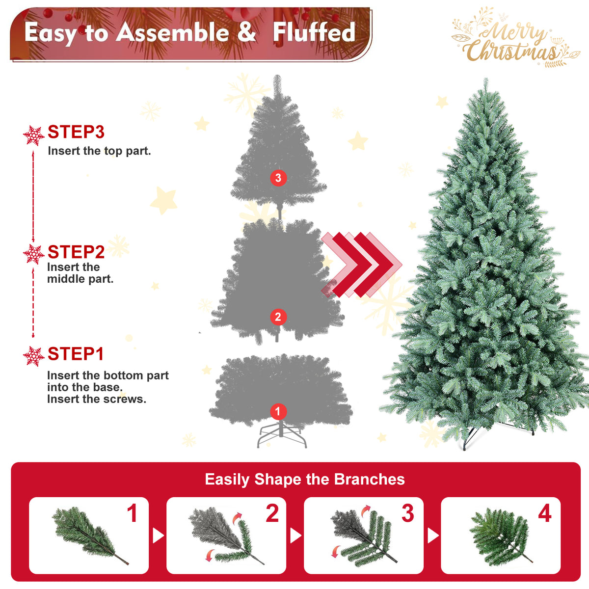 4FT Blue-Green Tint PE/PVC Christmas Tree