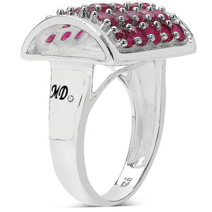 3.01 Carat Genuine Ruby & White Diamond .925 Sterling Silver Ring