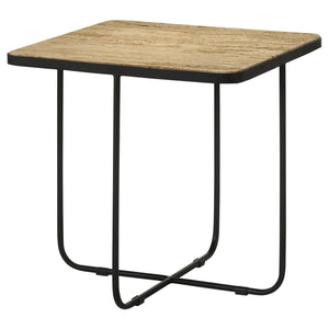 Travertine Accent Table Geometric Design - Brown