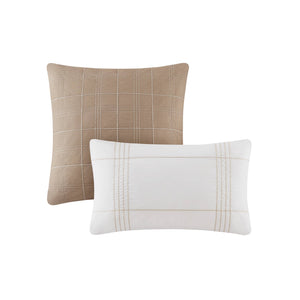 Cal King Cotton Jacquard Oversized Comforter Set with Decorative Pillows - White