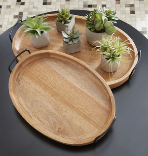 Jocelyne - Tray Set (Set of 2) - Brown / Black - Best Buy Furniture