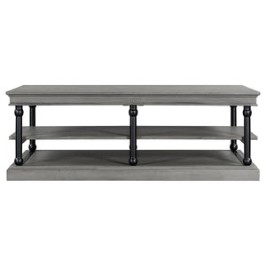 55.1" Wood Coffee Table with Storage Shelves