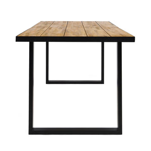 Outdoor Dining Table With U Shape Legs And Slat Top Table - Teak - Best Buy Furniture