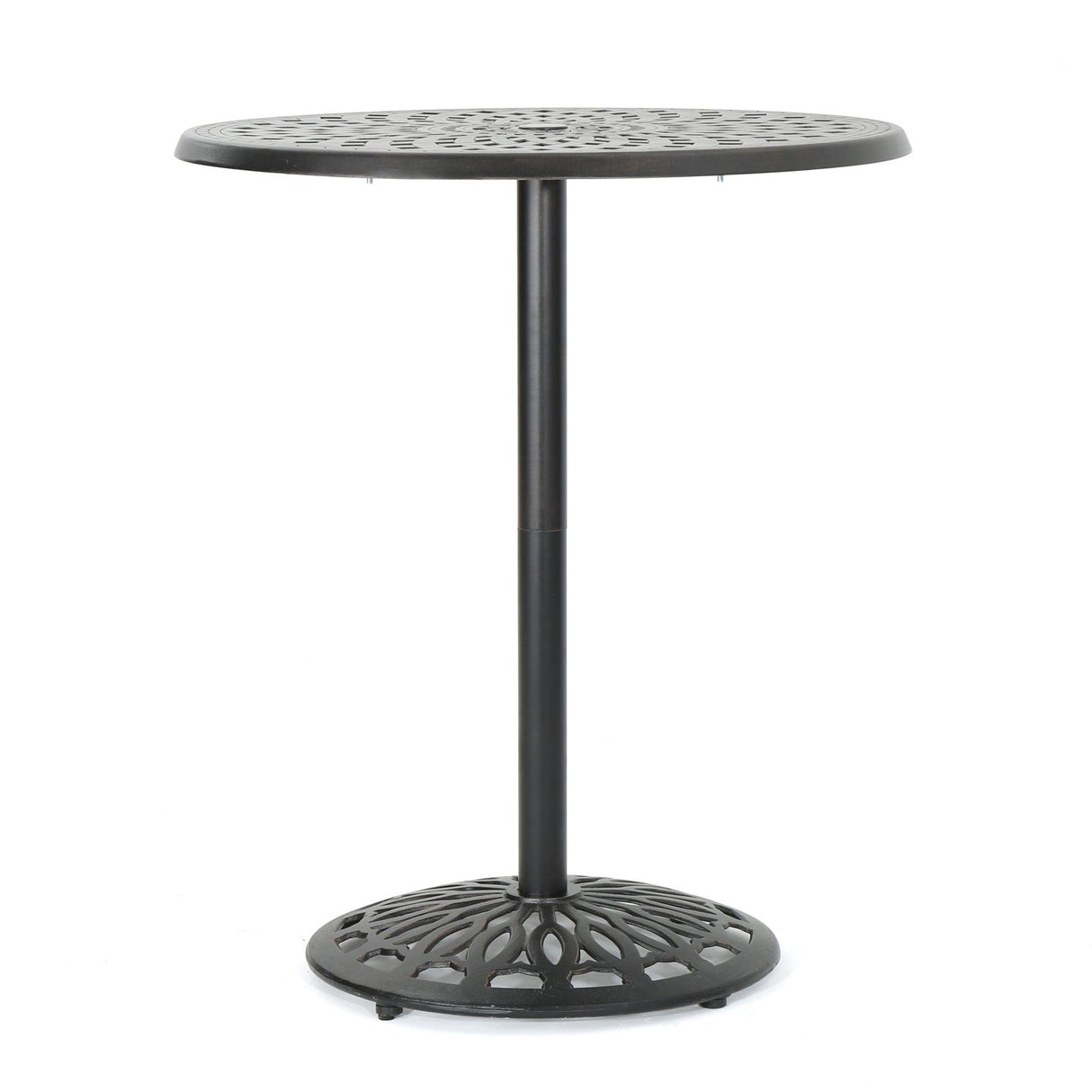 Elegant Cast Aluminum Round Bar Table With Romantic Filigree Design - Copper - Best Buy Furniture