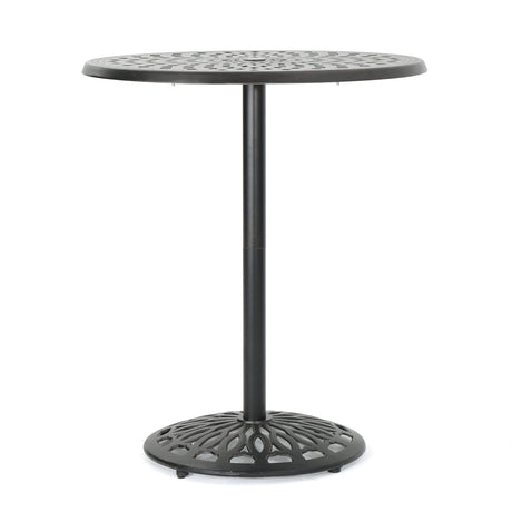 Elegant Cast Aluminum Round Bar Table With Romantic Filigree Design - Copper - Best Buy Furniture