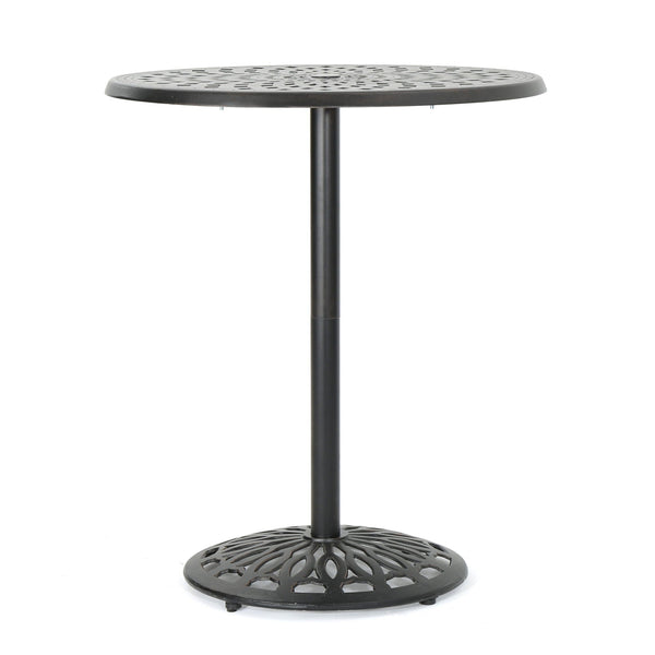 Elegant Cast Aluminum Round Bar Table With Romantic Filigree Design - Copper - Best Buy Furniture