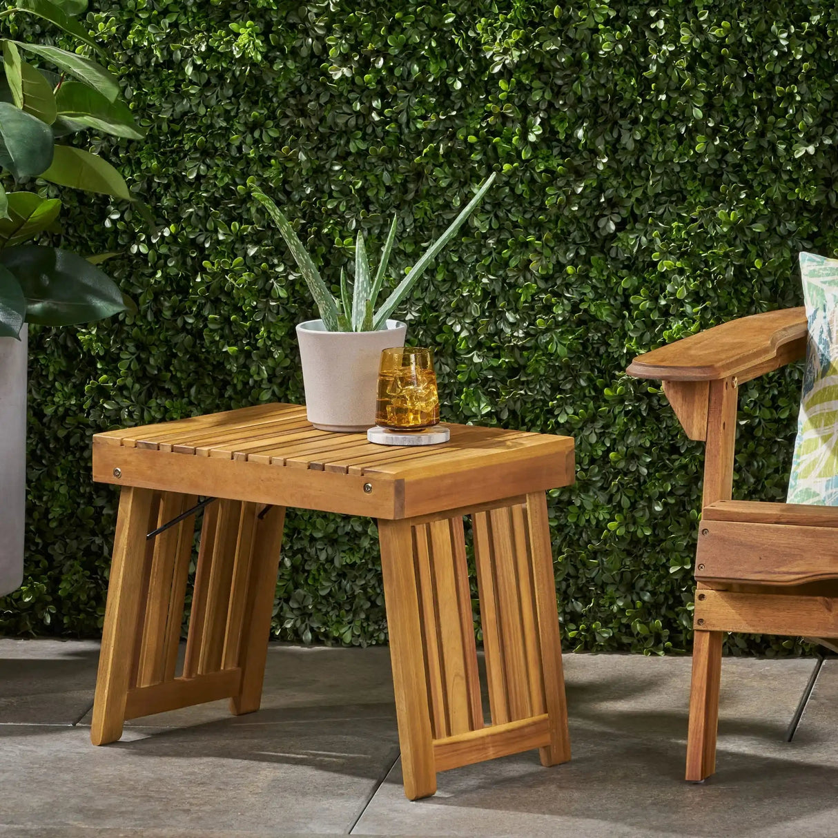 Temptation - Outdoor Foldable Side Table With Slat Design - Best Buy Furniture