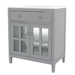 Bathroom Vanity With Ceramic Sink, Adjustable Shelf & Tip Out Tray