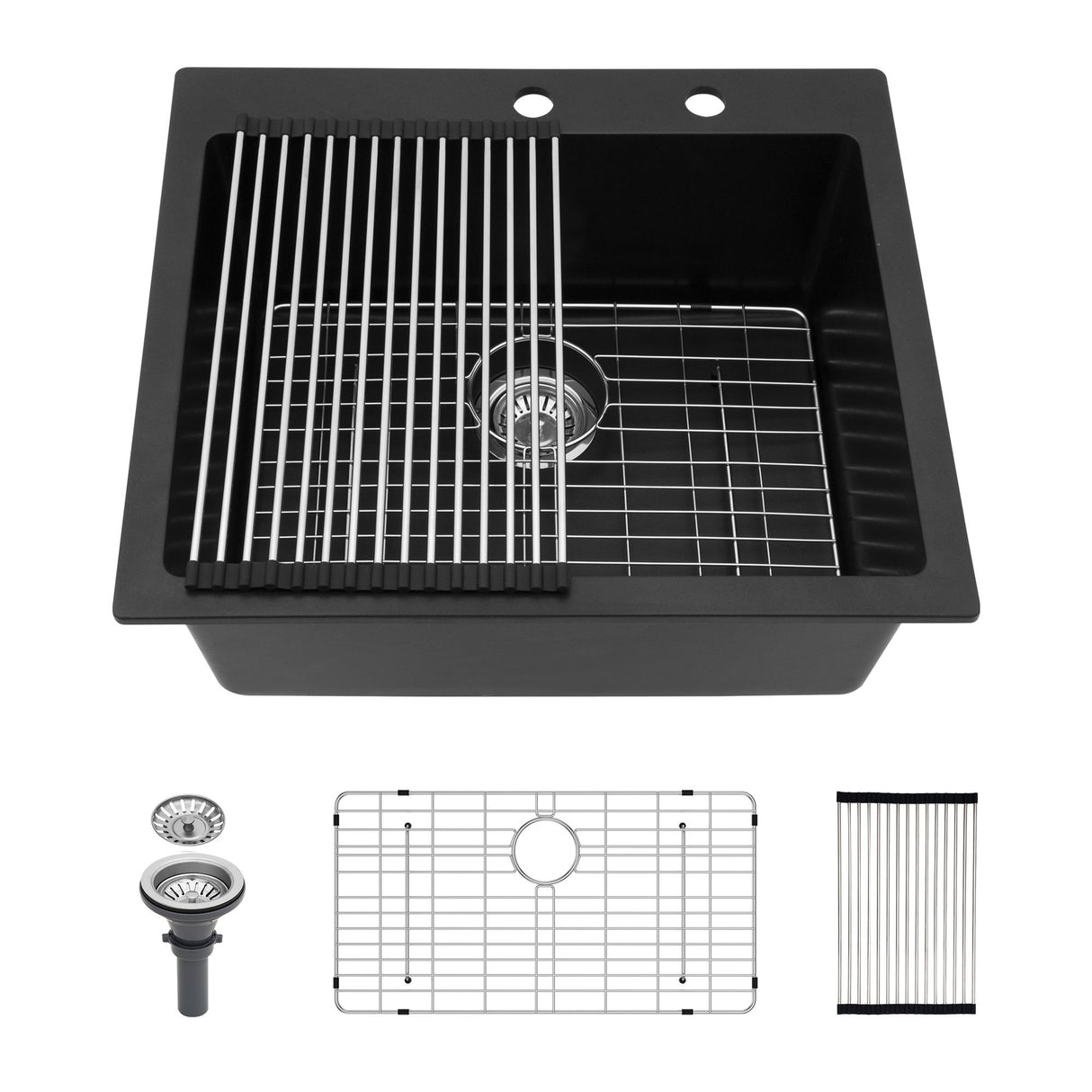 Quartz Kitchen Sink, Granite Composite, Drop In Sink With Durable Design