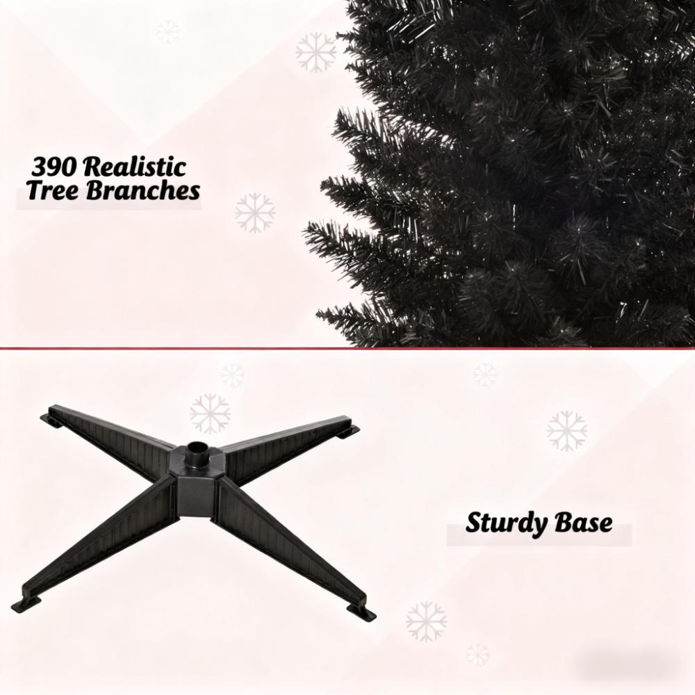 Slim Xmas Tree with Realistic Branch Tips and Plastic Stand
