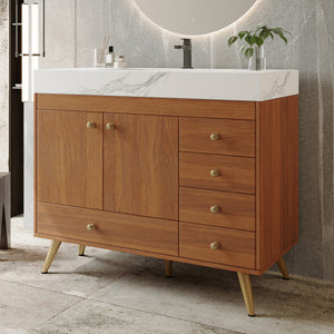 36" Freestanding Bathroom Vanity with Faux Marble Top