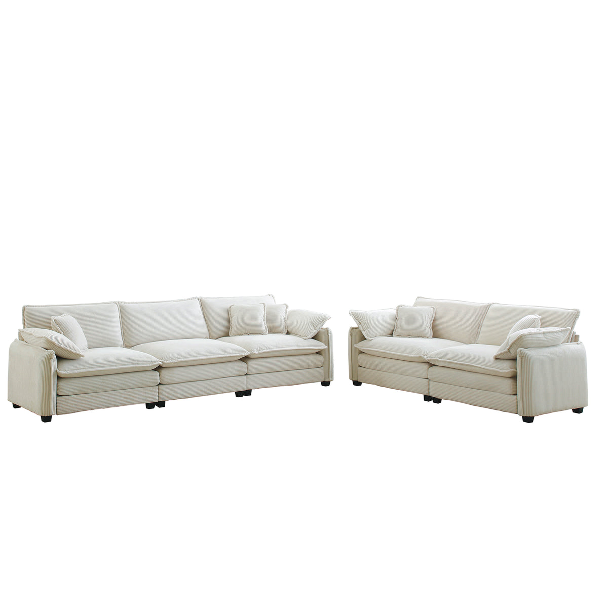 Family Sofa Set: Deep Seat Sofa in Elegant Beige