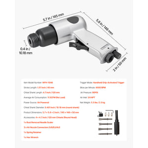 Air Hammer 4500BPM Pneumatic Hammer with Air Needle Scaler & 4 Chisels