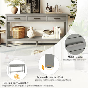 U_STYLE 59.1'' Farmhouse Entryway Table with 3 Drawers