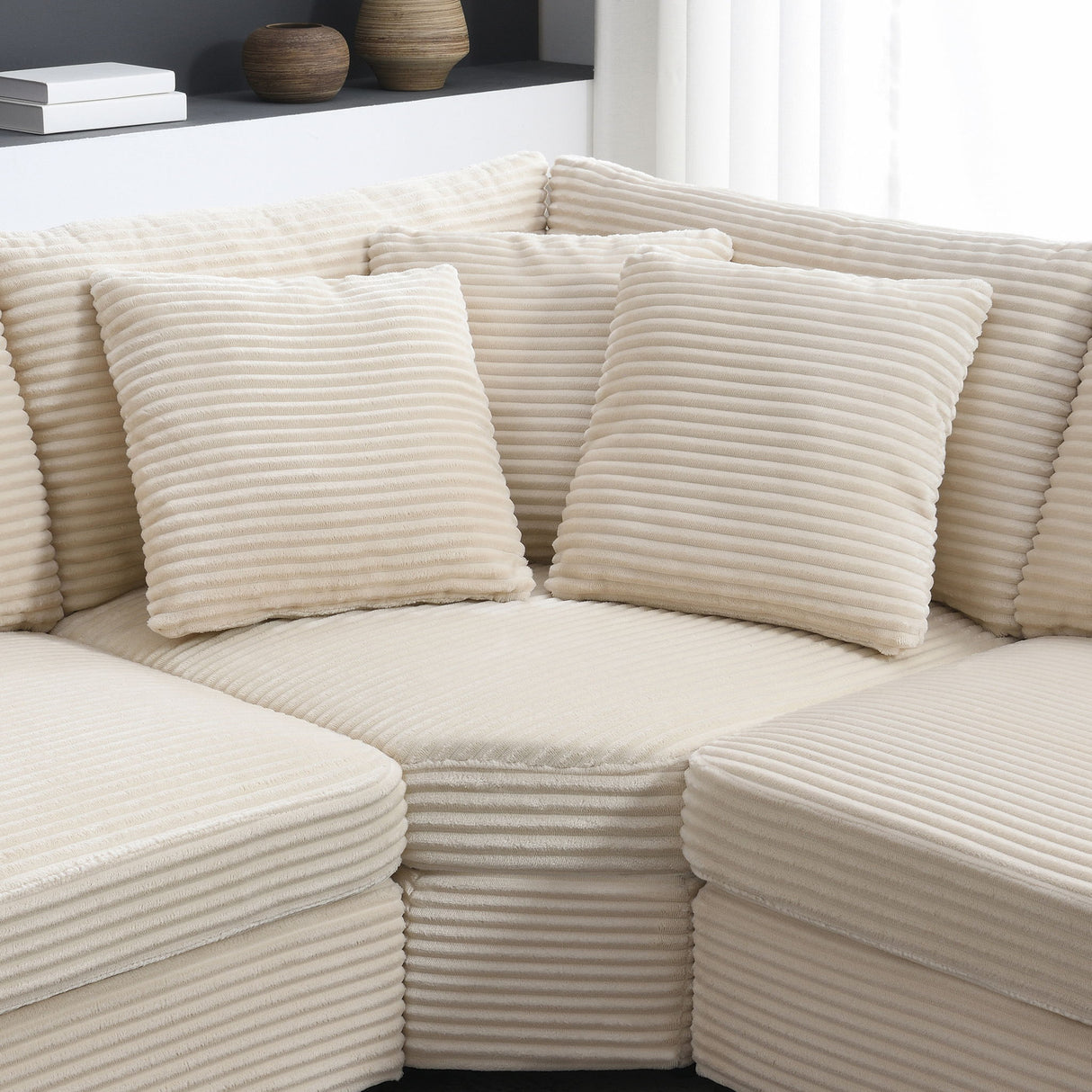 Convertible L Shaped Sectional Corner Couch With Armrest Storage Cup Holders USB Charger, Irregular Corner Oversized Comfy Modular Sofa